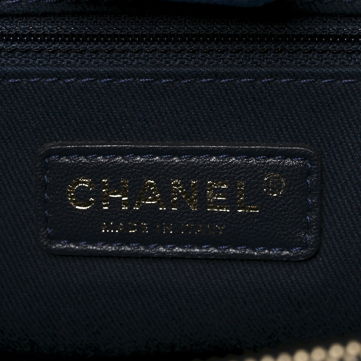 Chanel Wrinkled Lambskin Chevron Quilted Surpique Tote Navy Blue 6 of 9
