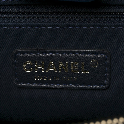 Chanel Wrinkled Lambskin Chevron Quilted Surpique Tote Navy Blue 6 of 9