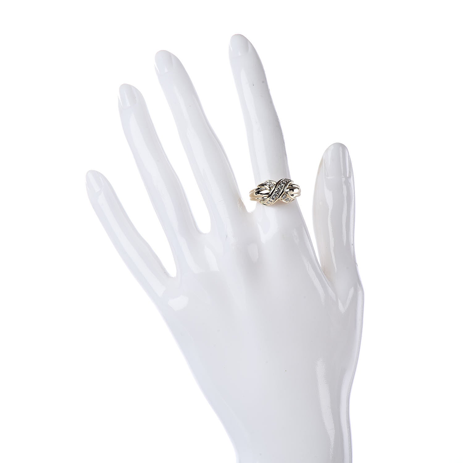 Tiffany 18K Yellow Gold Diamond Signature X Ring 53 6.25 2 of 6
