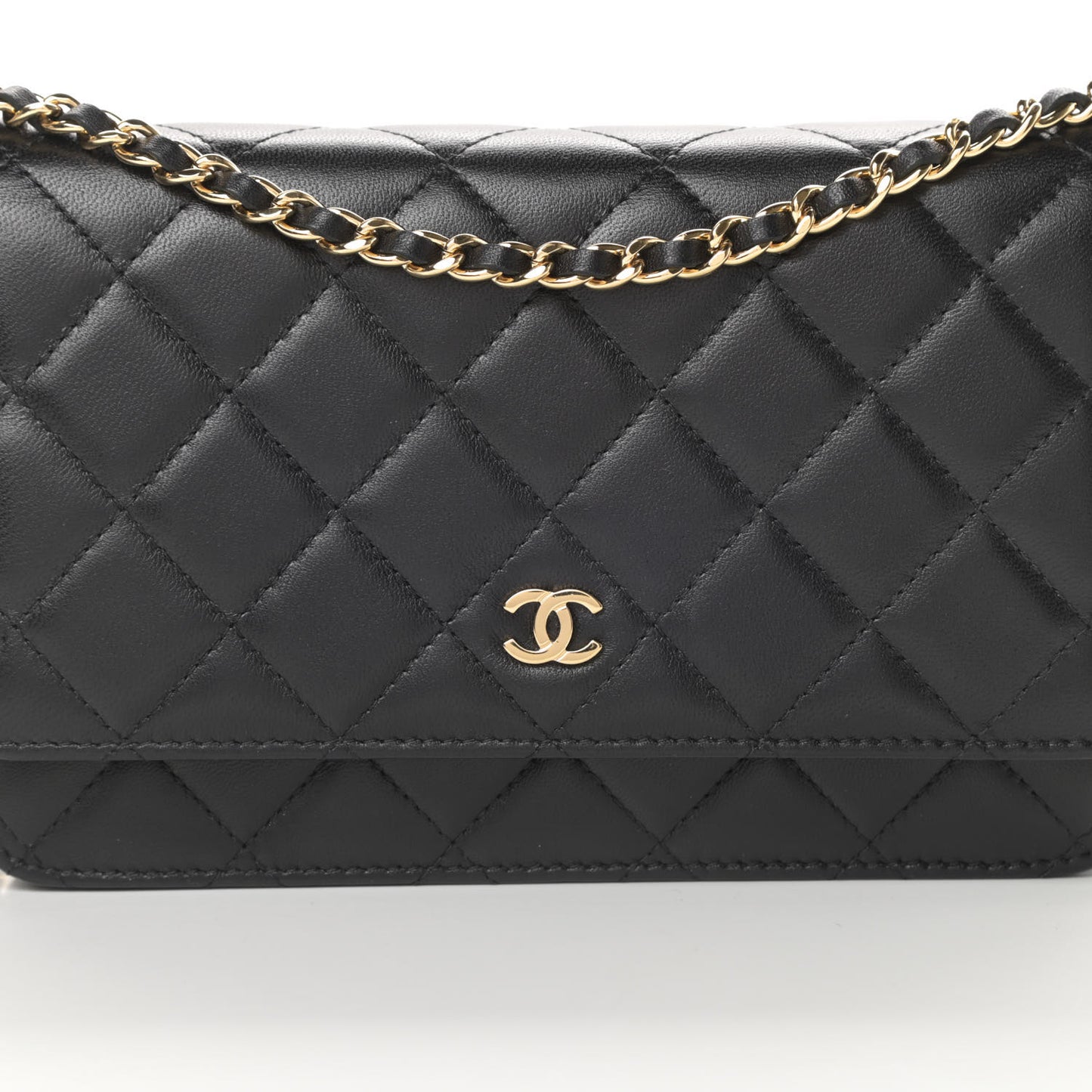 Lambskin Quilted Wallet On Chain WOC Black