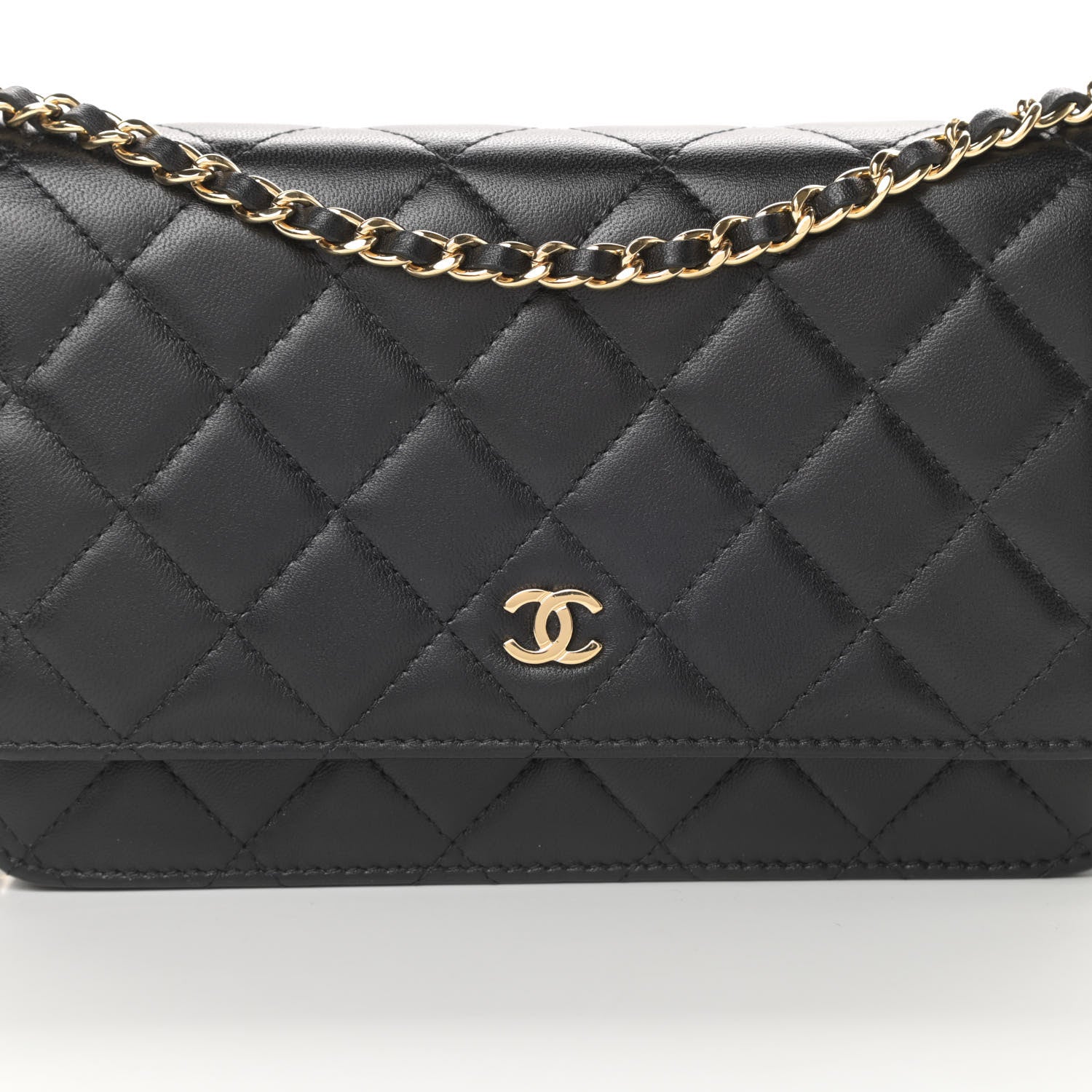 Chanel Lambskin Quilted Wallet On Chain WOC Black 9 of 14