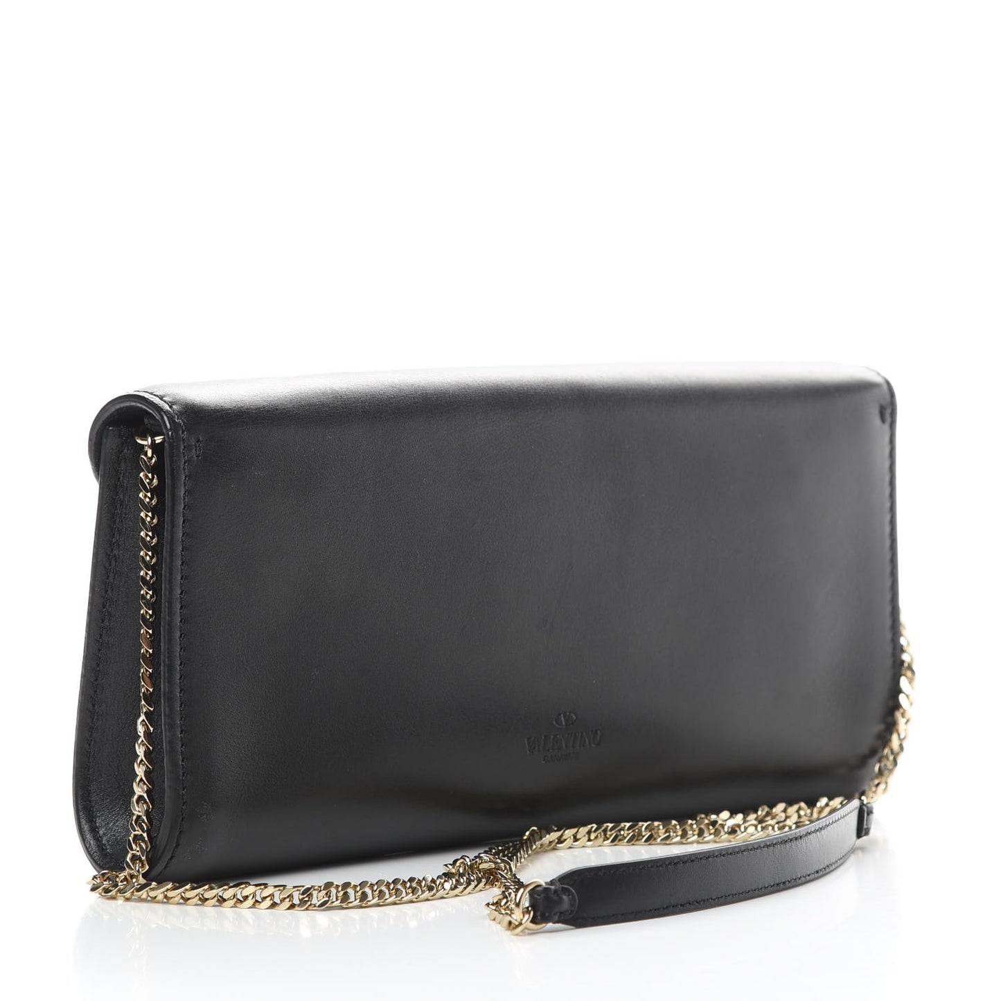 Vitello Demilune Chain Clutch Black