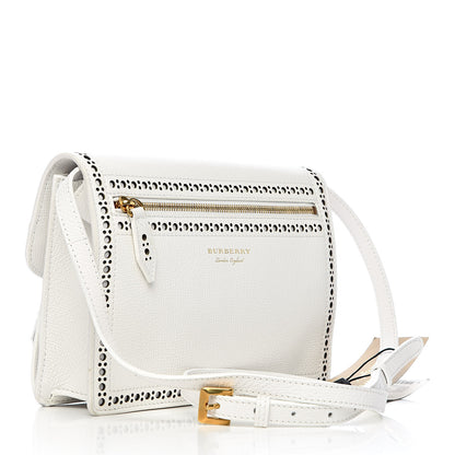 Burberry Grainy Calfskin Broguing Tassel Small Macken Crossbody Bag Chalk White 3 of 11