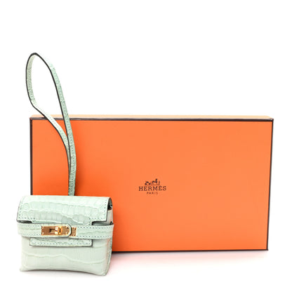 Hermes Matte Alligator Festival Kelly Bag Charm Vert D'eau 6 of 6
