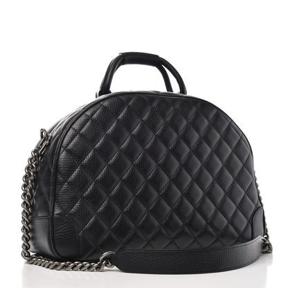 Chanel Calfskin Quilted Medium Airlines Round Trip Bowling Bag Black 2 of 8