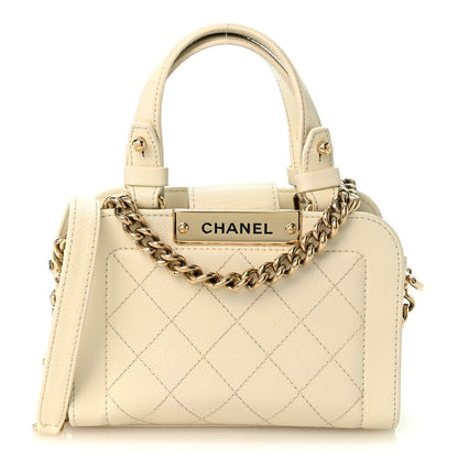 Chanel Grained Calfskin Stitched Mini Label Click Shopper Tote White 1 of 10