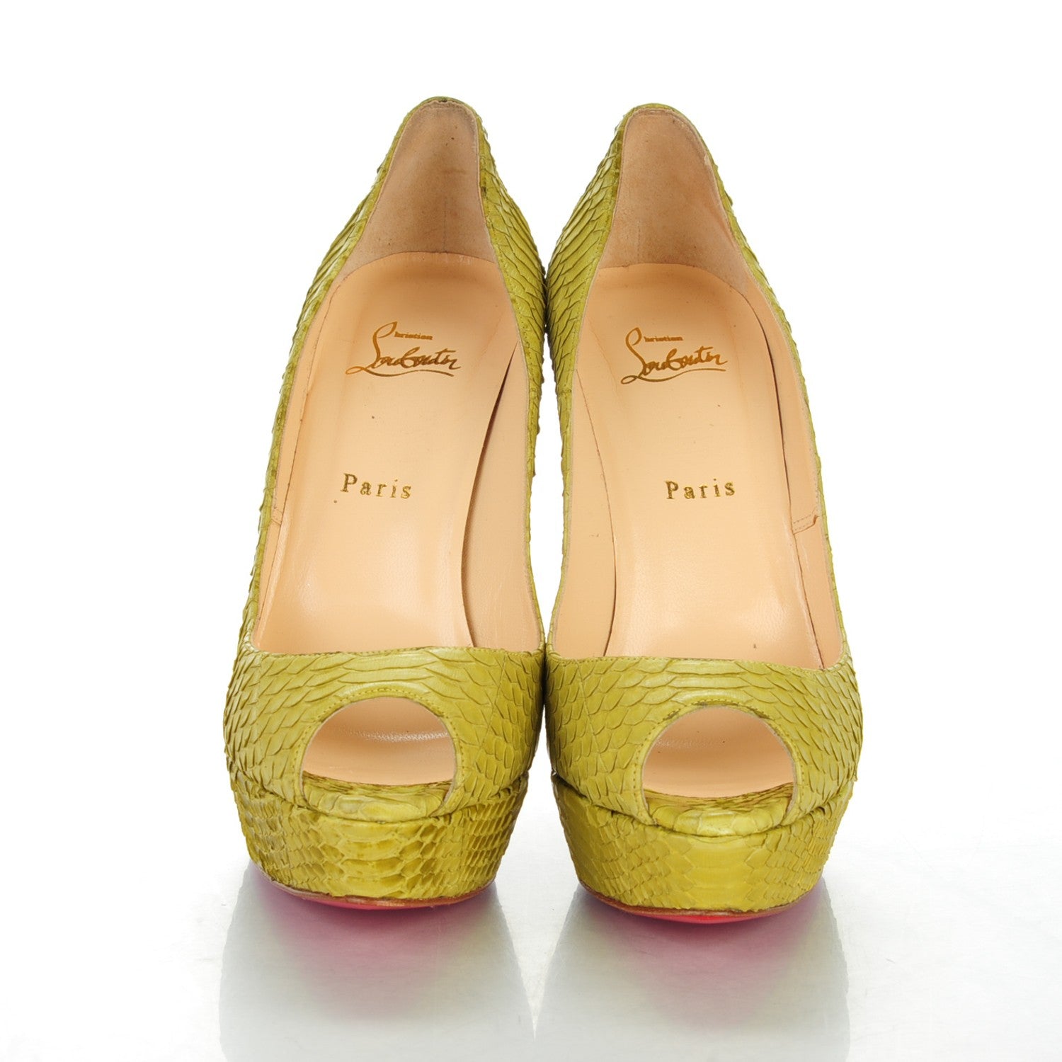 Christian Louboutin Watersnake Bambou 140 Pumps 41.5 Chartreuse 2 of 7