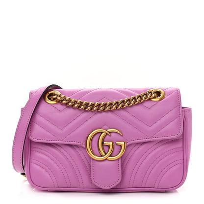 Gucci Calfskin Matelasse Mini GG Marmont Shoulder Bag Candy Mousse 1 of 12