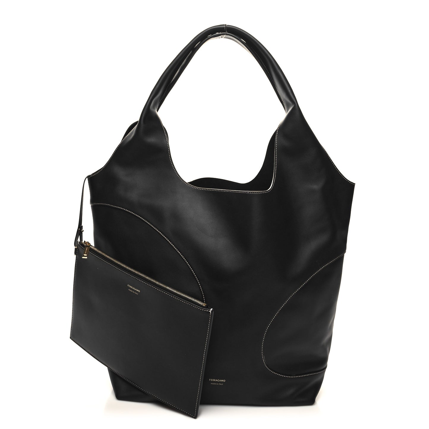 Calfskin Cut Out Hobo Black