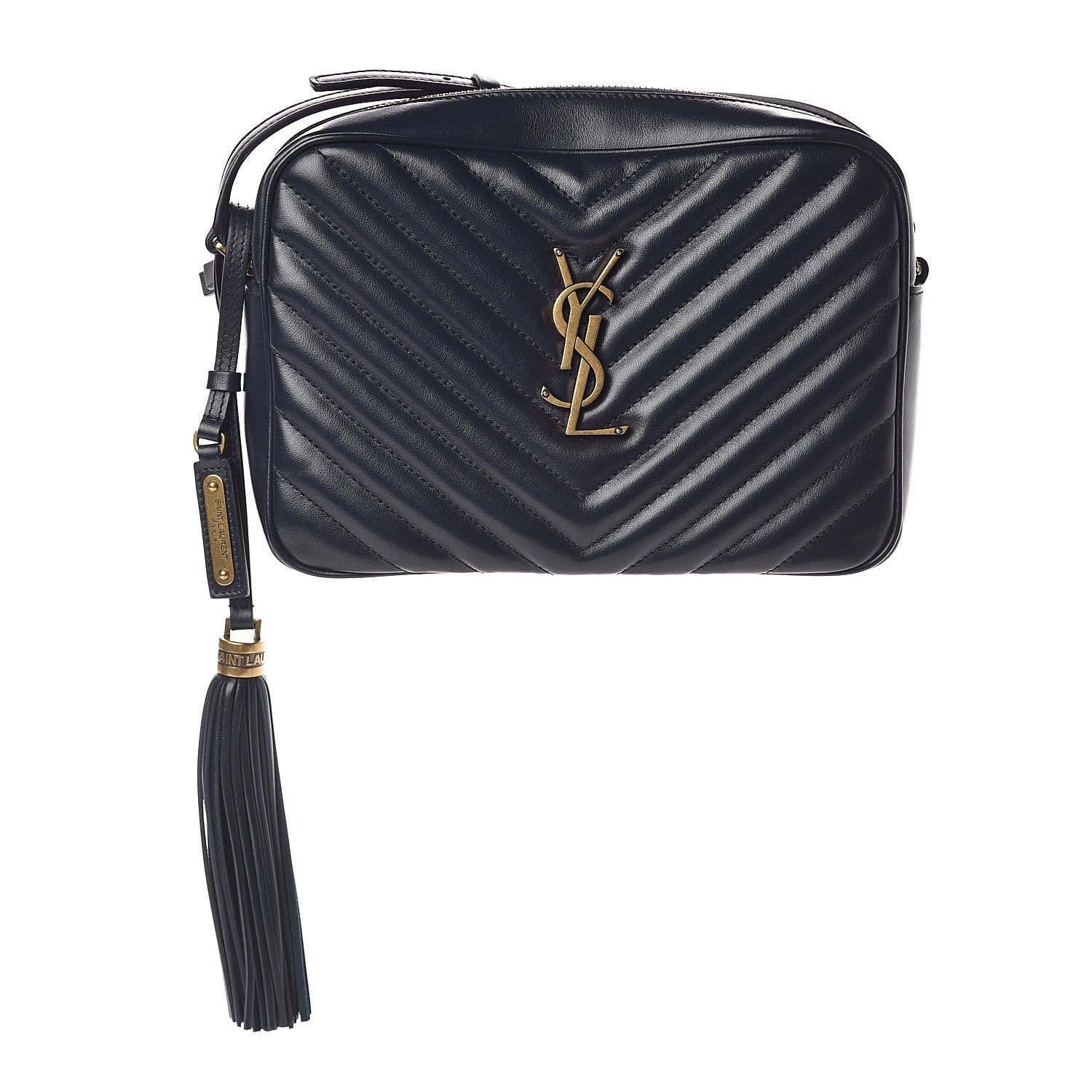 Saint Laurent Calfskin Matelasse Lou Camera Bag Navy 1 of 9