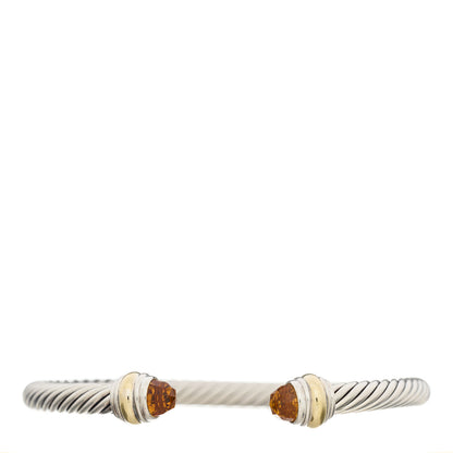 David Yurman Sterling Silver 14K Yellow Gold Citrine 5mm Cable Classics Bracelet 1 of 3