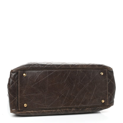 Chanel Glazed Caviar Quilted Small Shiva Tote Dark Brown 3 of 8