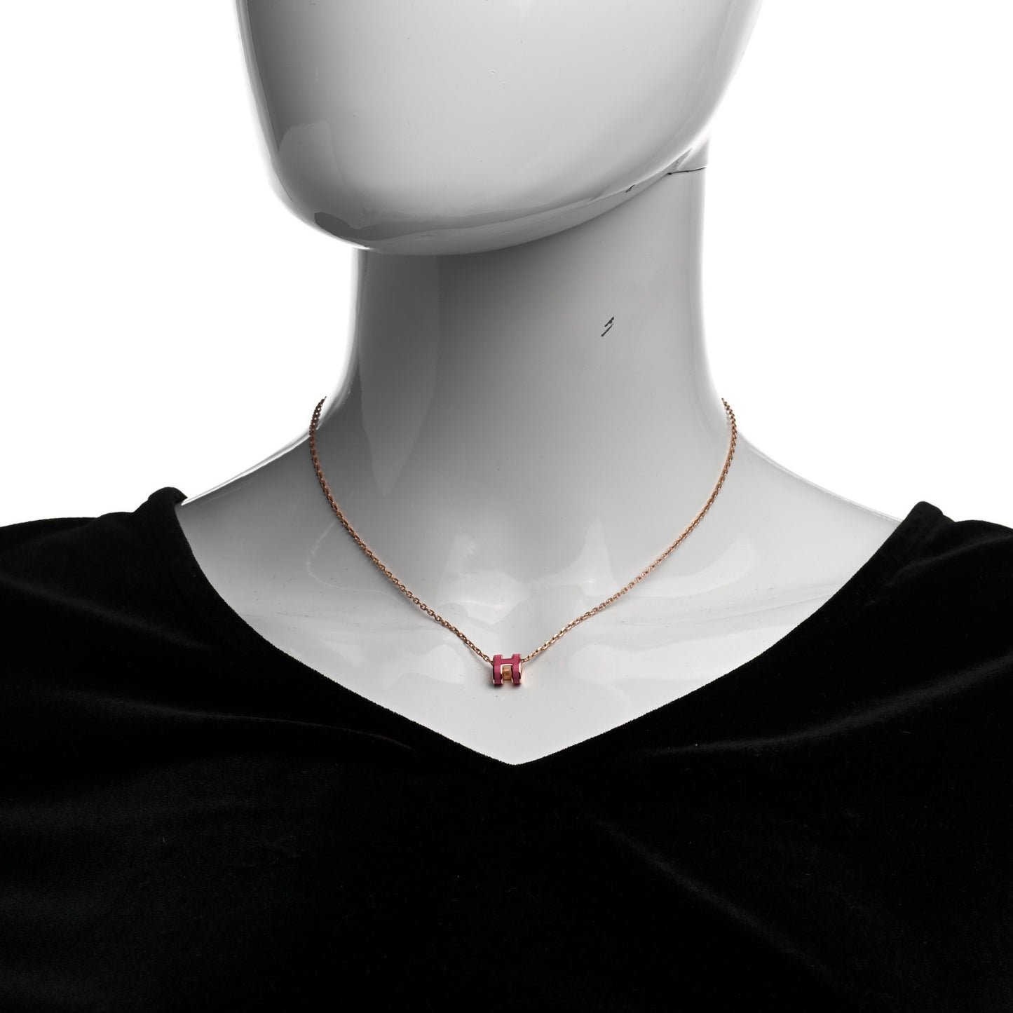 Lacquered Rose Gold Mini Pop H Pendant Necklace Rose Azalee