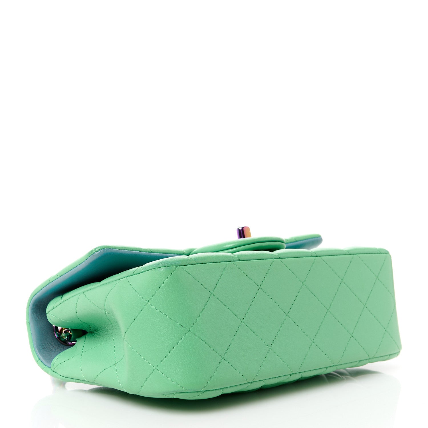 Chanel Lambskin Quilted Mini Rectangular Flap Green Blue 4 of 14