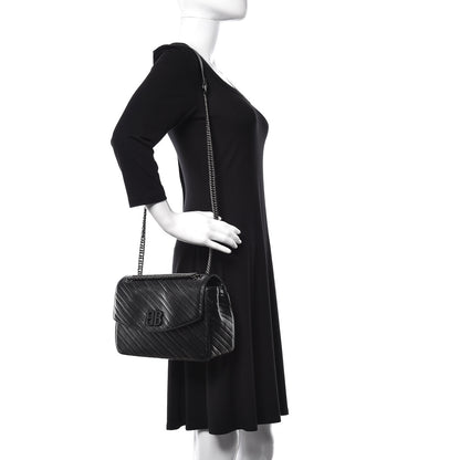 Balenciaga Shiny Goatksin Logo Embossed Monochrome M BB Round Shoulder Bag Black 3 of 11