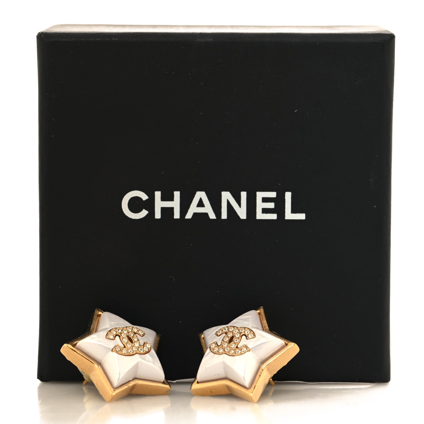 Pearl Crystal CC Star Earrings Gold