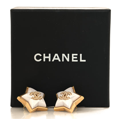 Chanel Pearl Crystal CC Star Earrings Gold 5 of 5