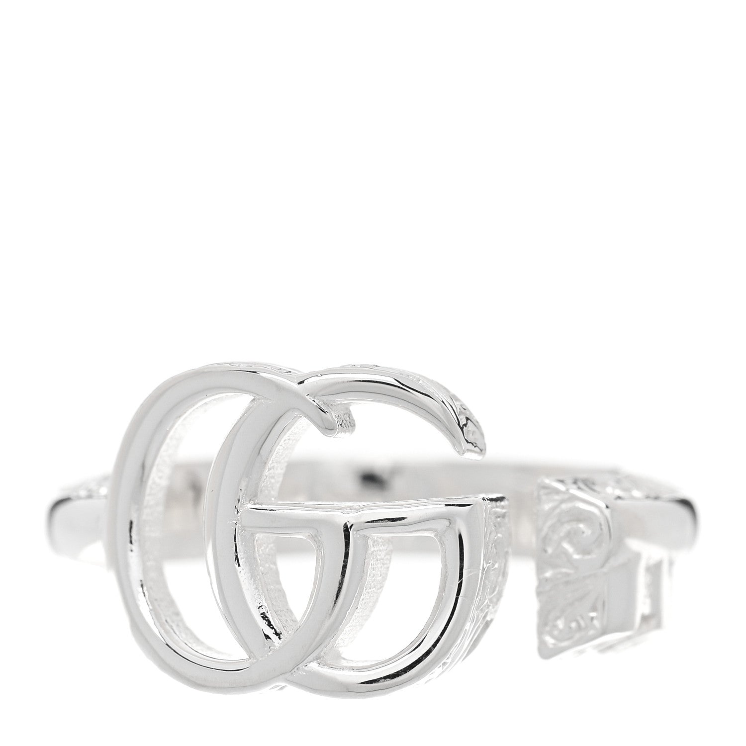 Gucci Sterling Silver GG Marmont Key Motif Ring 53 6.5 1 of 6