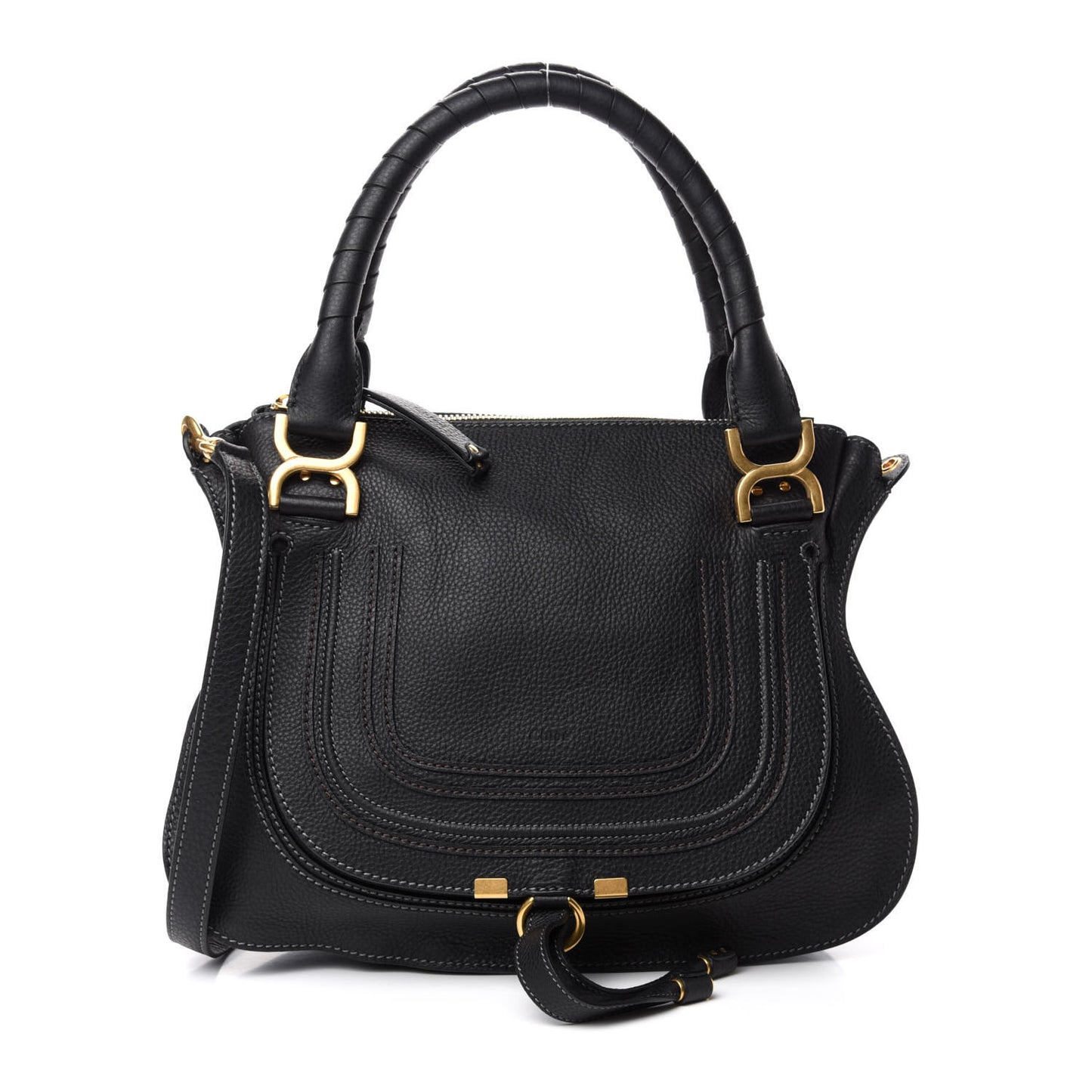 Calfskin Medium Marcie Satchel Black