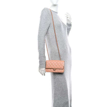 Chanel Lambskin Metal Quilted Wallet On Chain WOC Beige 2 of 12