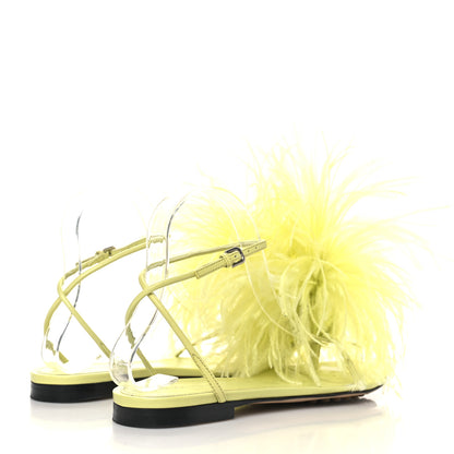 Bottega Veneta Lambskin Ostrich Feather Dot Sandals 35 Seagrass 4 of 8