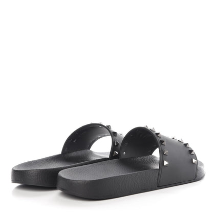 Valentino Garavani Rubber Rockstud Slide Sandals 44 Black 4 of 7