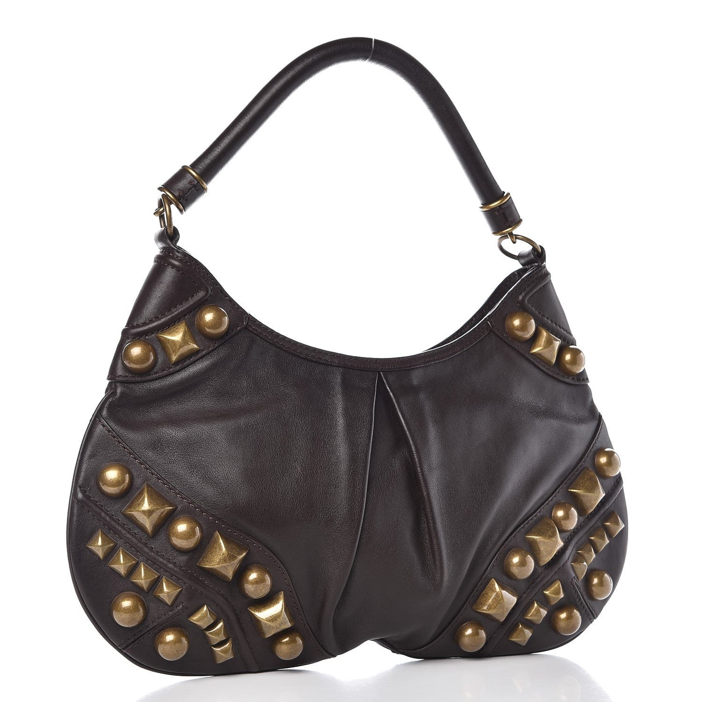 Calfskin Studded Medium Alverton Hobo Chocolate
