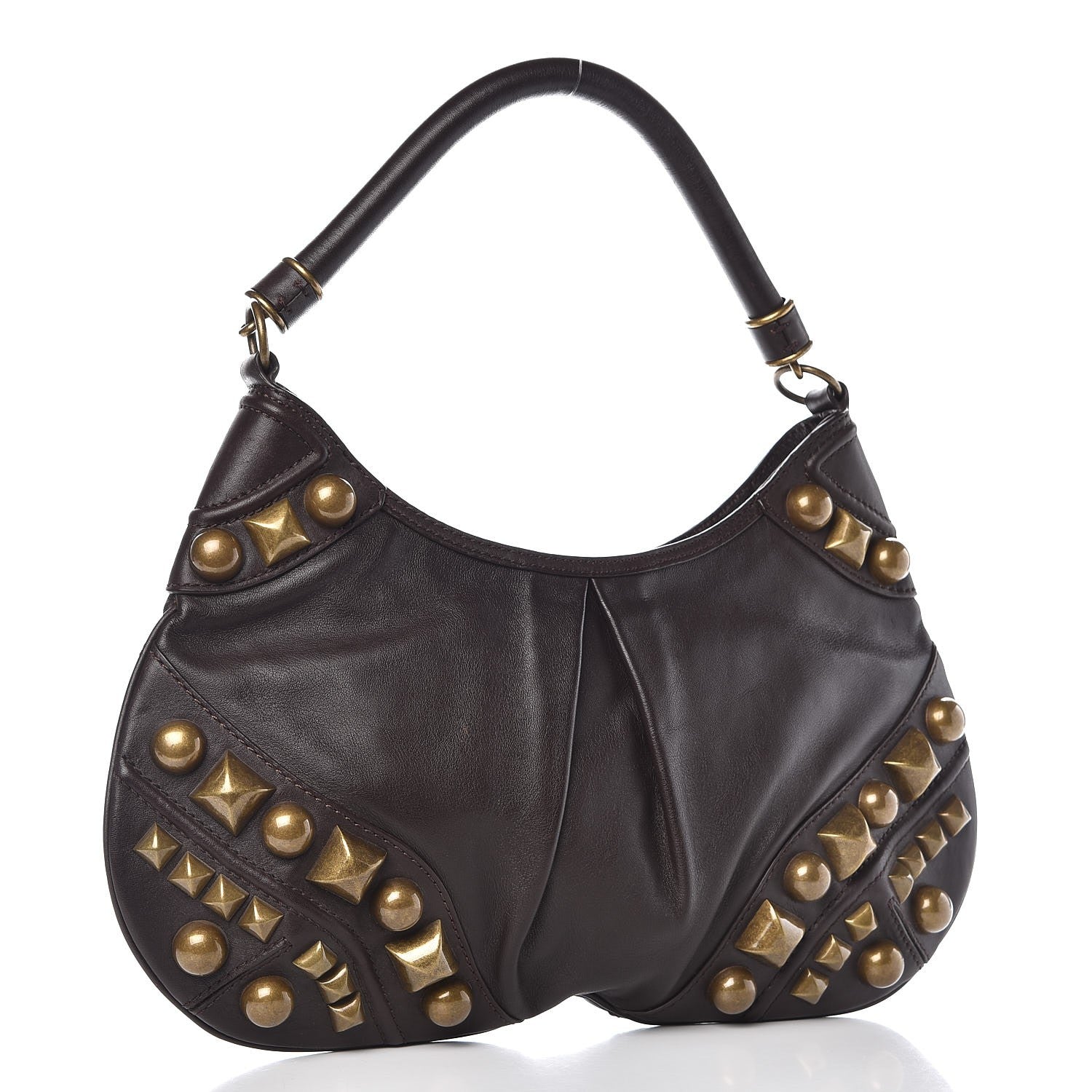 Burberry Calfskin Studded Medium Alverton Hobo Chocolate 3 of 8