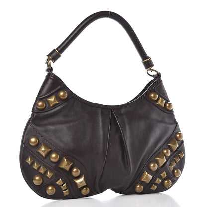 Burberry Calfskin Studded Medium Alverton Hobo Chocolate 3 of 8