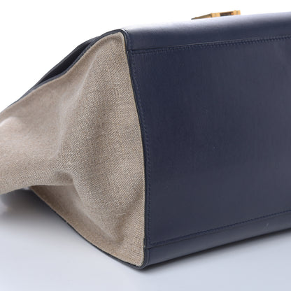 Celine Smooth Calfskin Canvas Medium Trapeze Navy Blue 7 of 14