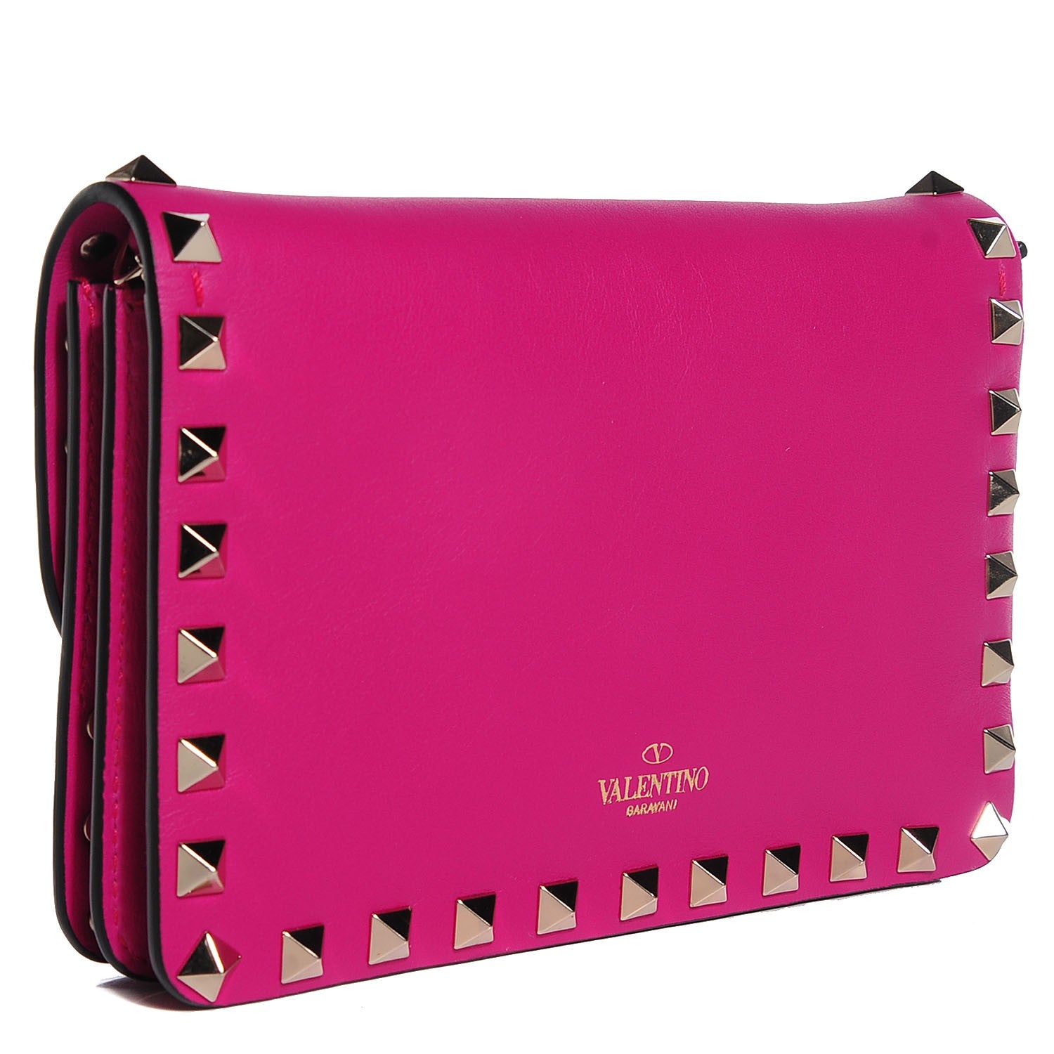 Valentino Garavani Vitello Rockstud Chain Flap Crossbody Bag Fuxia 3 of 8