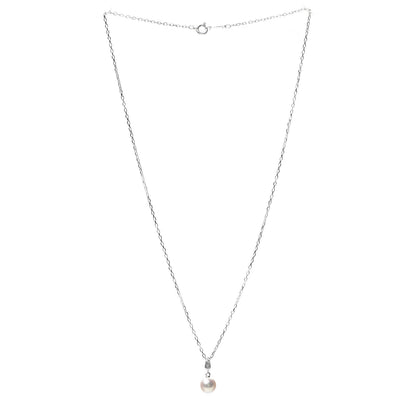 Mikimoto 18K White Gold Diamond Akoya Pearl 6.5mm Drop Pendant Necklace 3 of 5