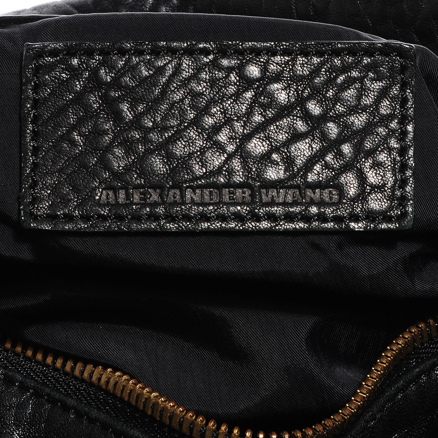 Pebbled Lambskin Rocco Black Antique Brass Hardware