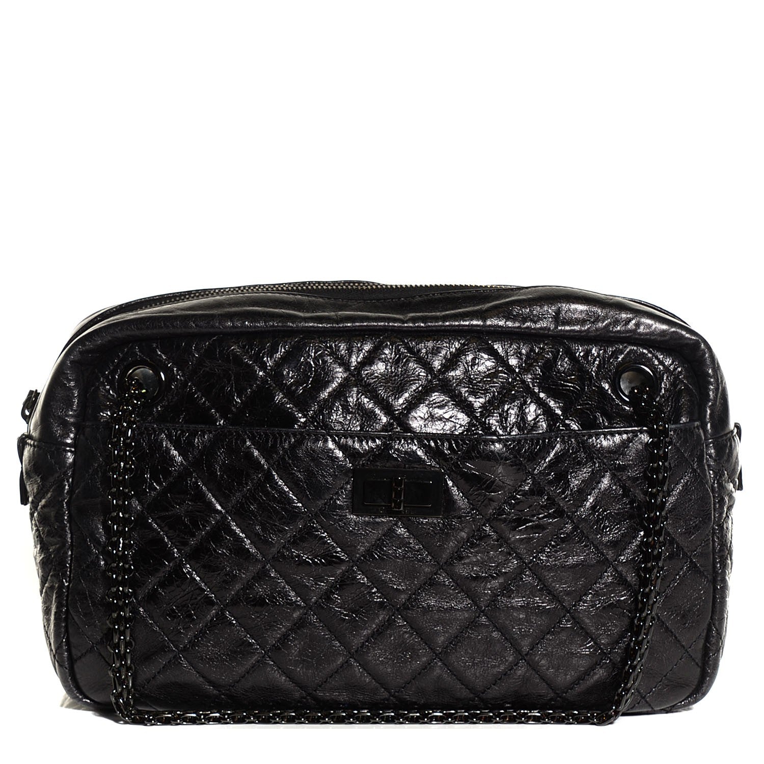 Chanel Metallic Aged Calfskin Quilted Medium Reissue Camera Case Black 1 of 7