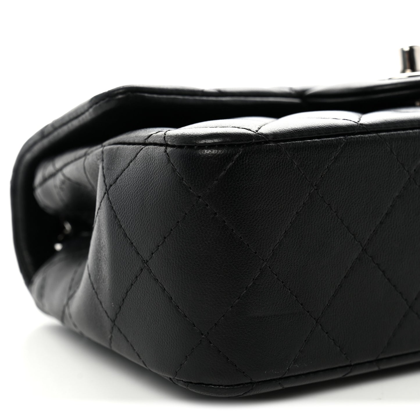 Lambskin Quilted Mini Rectangular Flap Black