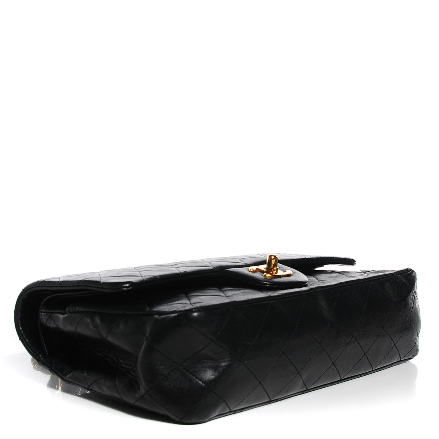 Lambskin Medium Double Flap Black