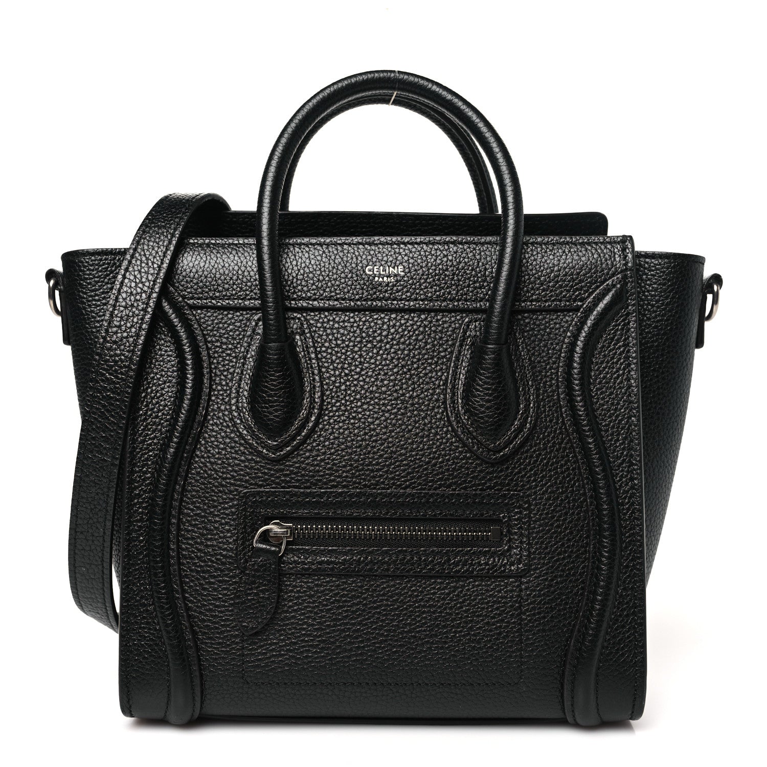 Celine Drummed Calfskin Nano Luggage Black 1 of 11