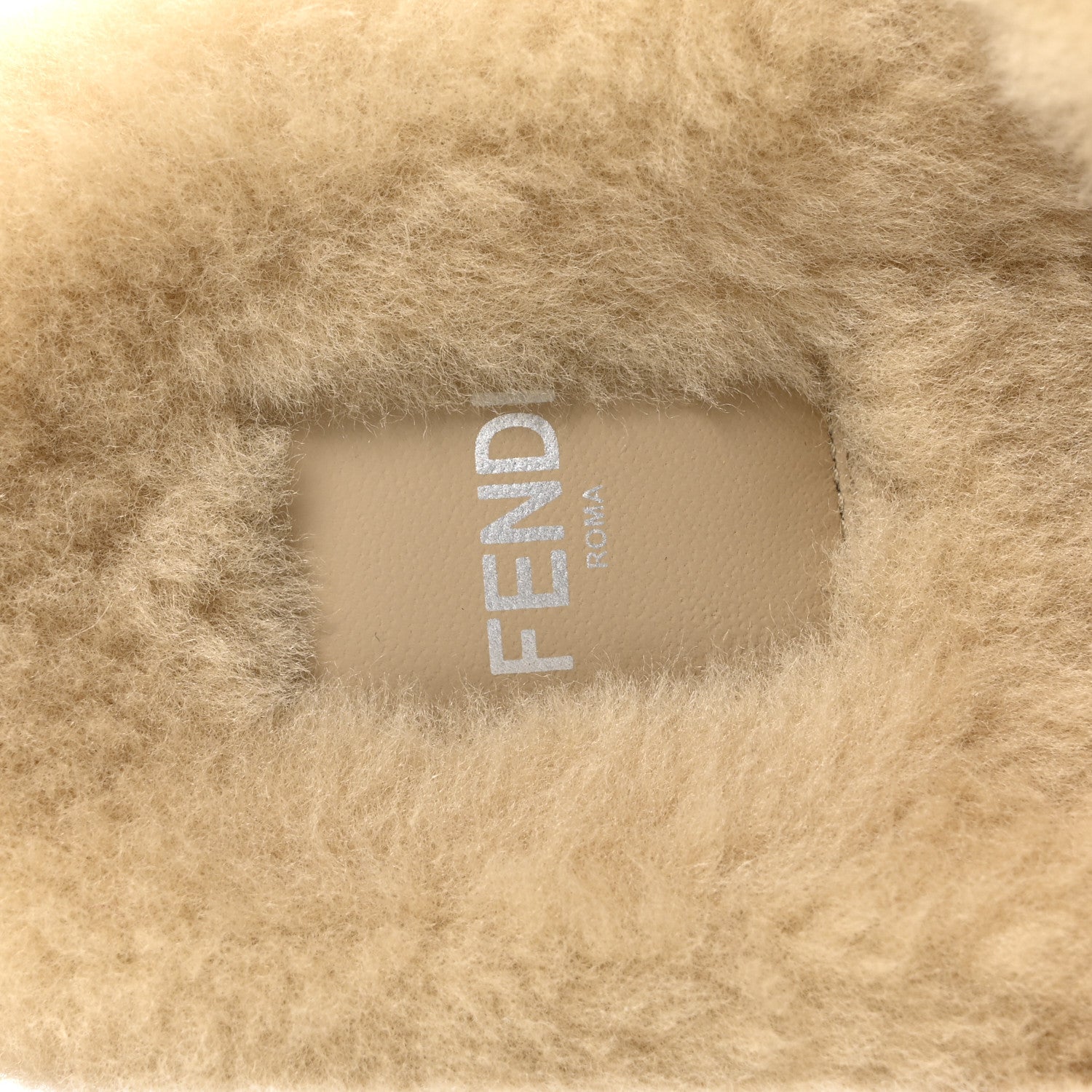 Fendi Shearling Metallic Vitello Womens FF Fendi Feel Buckled Slide Sandals 40 Argento 8 of 9
