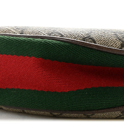 Gucci GG Supreme Monogram Textured Calfskin Web Mini Ophidia Half Moon Hobo Beige Ebony New Acero 9 of 14