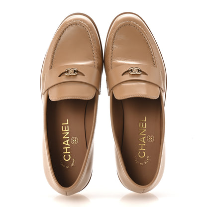 Chanel Shiny Calfskin CC Moccasin Loafers 36 Brown 2 of 10