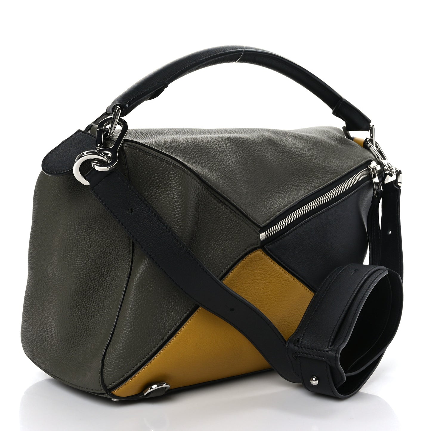 Calfskin Large Puzzle Bag Avocado Mustard Yellow