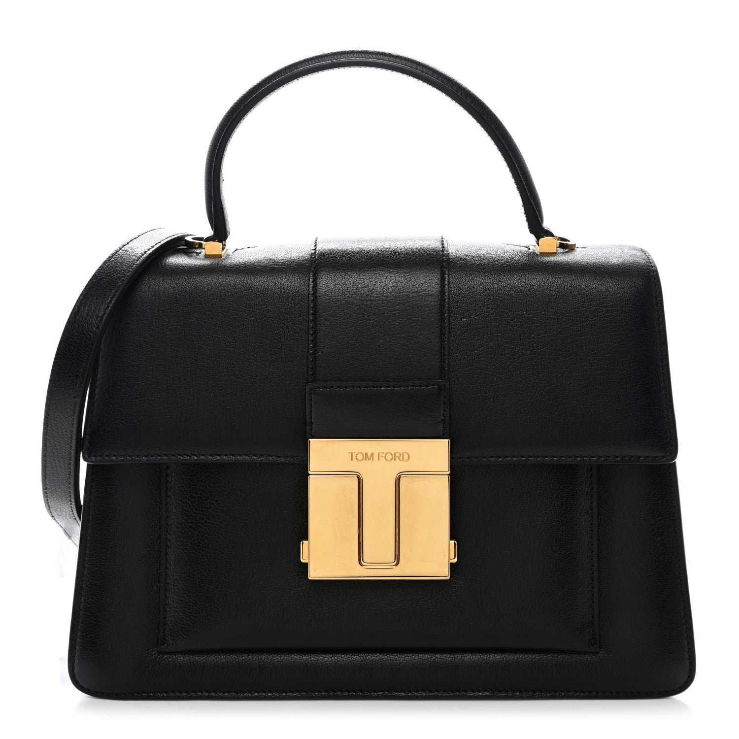 Tom Ford Shiny Goatskin Medium 001 Top Handle Bag Black 1 of 13