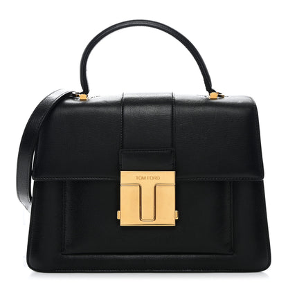 Tom Ford Shiny Goatskin Medium 001 Top Handle Bag Black 1 of 13