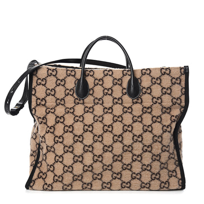 Gucci Covered Wool GG Monogram Large Tote Bag Beige Ebony 1 of 10