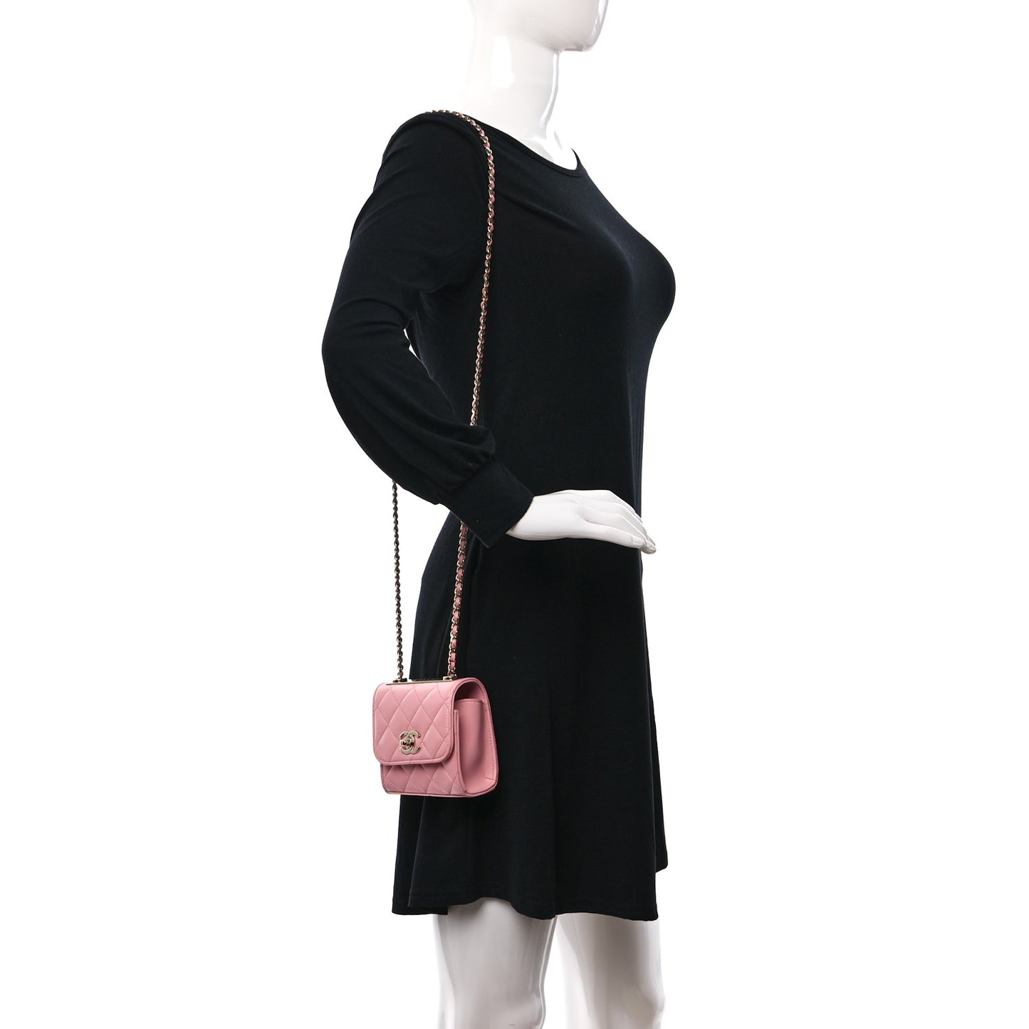 Lambskin Quilted Mini Trendy CC Clutch With Chain Pink