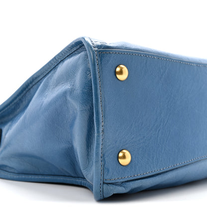 Miu Miu Vitello Shine Zip Tote Oceano 8 of 11
