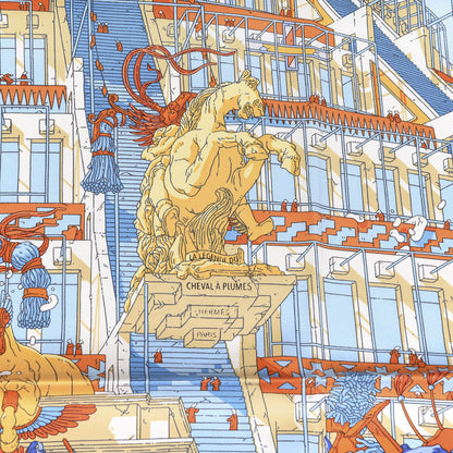 Hermes Silk La Legende Du Cheval Scarf 90 Orange Ciel Beige 4 of 6