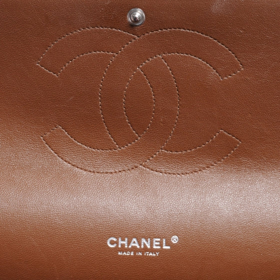 Lambskin Maxi Double Flap Brown