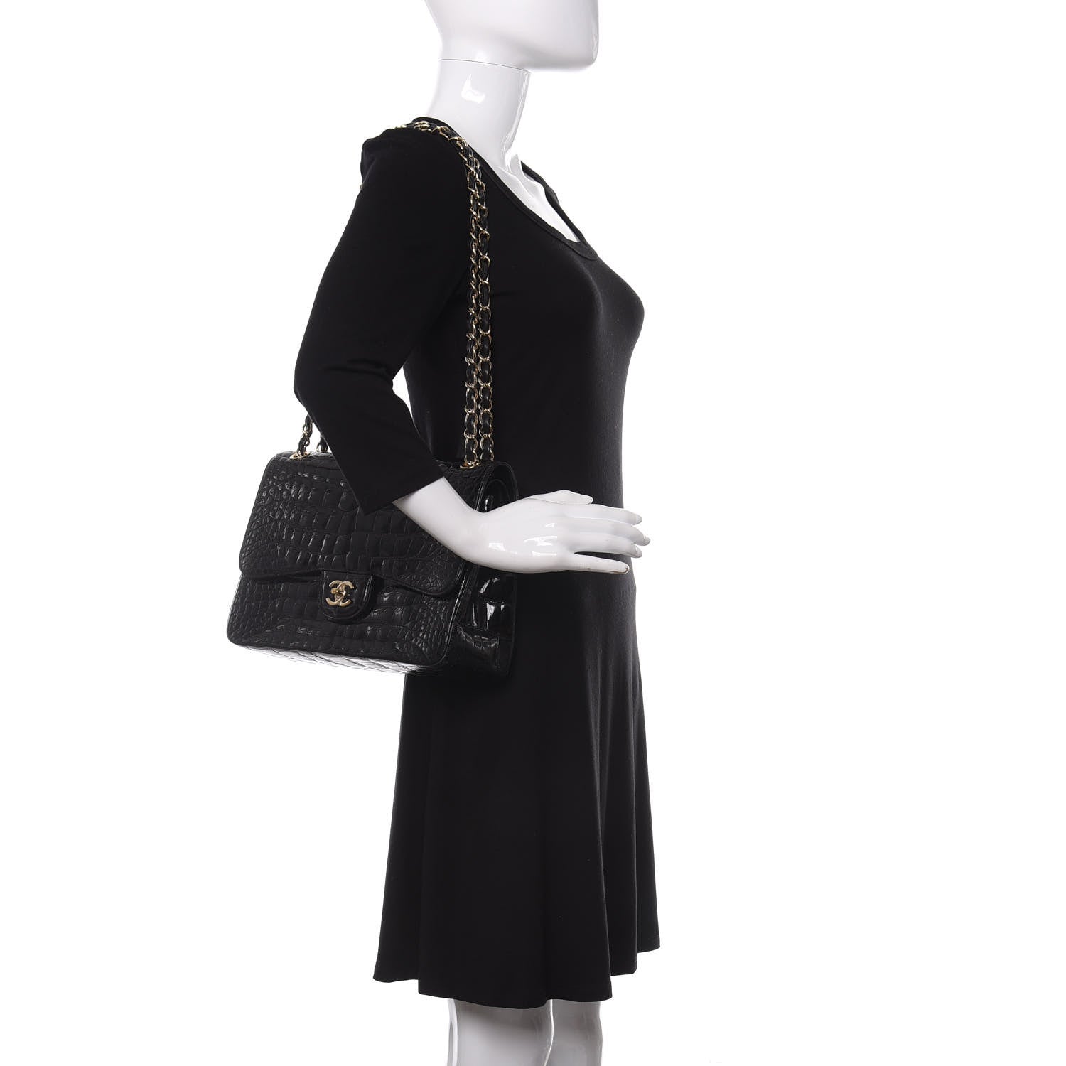 Chanel Alligator Jumbo Double Flap Black 2 of 15