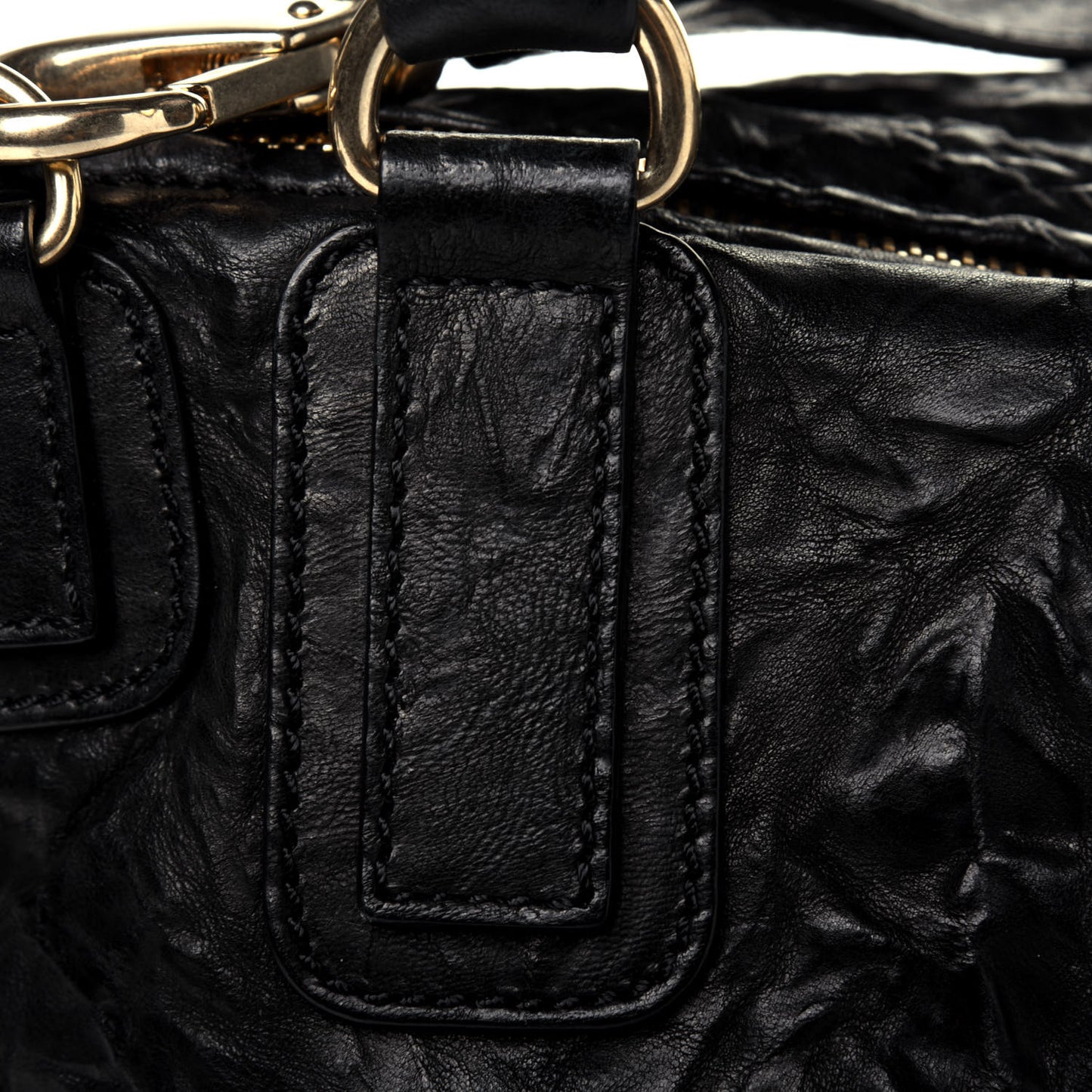 Tumbled Sheepskin Medium Pandora Bag Black